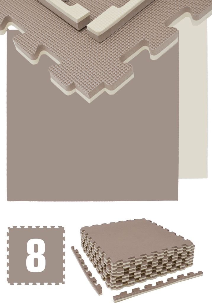 lot de 8 tapis de sol 2cm 63x63 Beige Marron Image du produit 