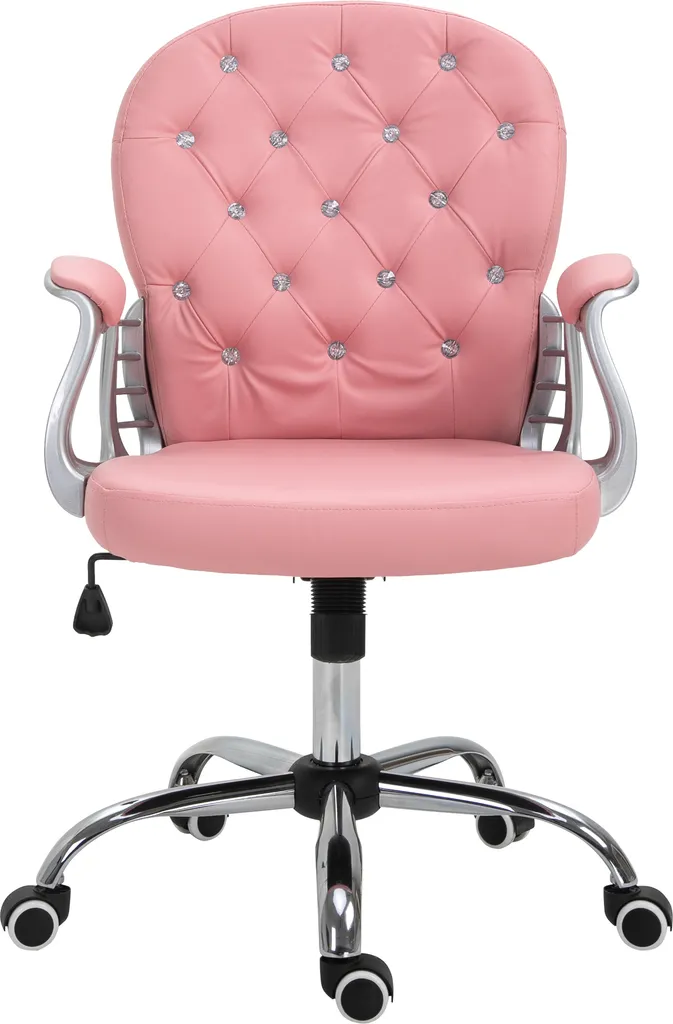 Vinsetto Sedia Ufficio Ergonomica Rosa PU | Poltrona Direzionale Comoda