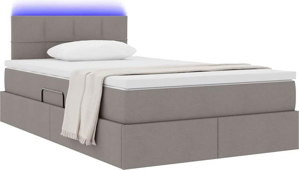 Langlebige Bett mit Stauraum und LED Taupe 120 x 200cm Polyester - Möbel261009 - Klassische BettenJugendbett Tagesbett