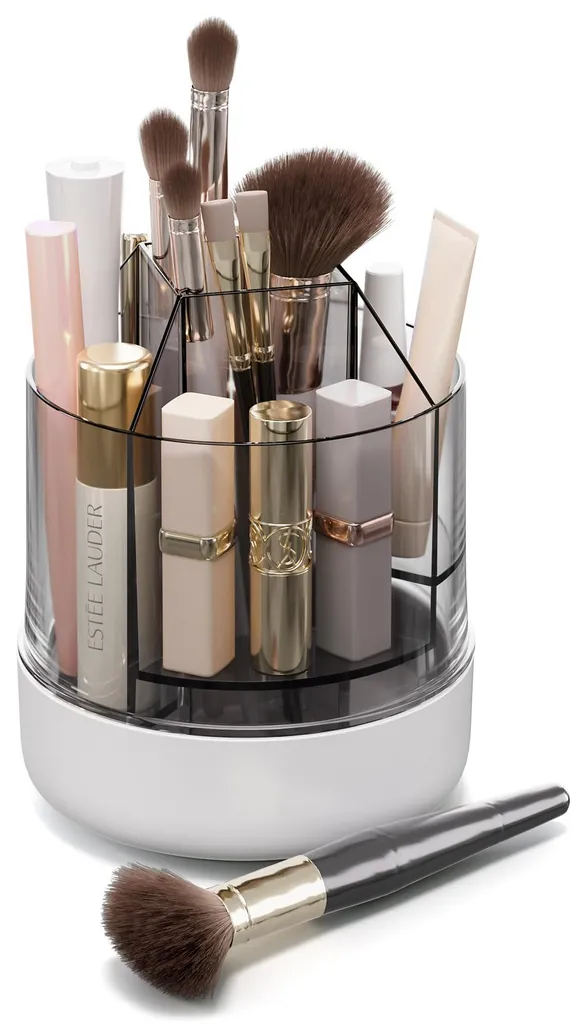 Organiseur maquillage pivotant 5 compartiments pour salle de bains