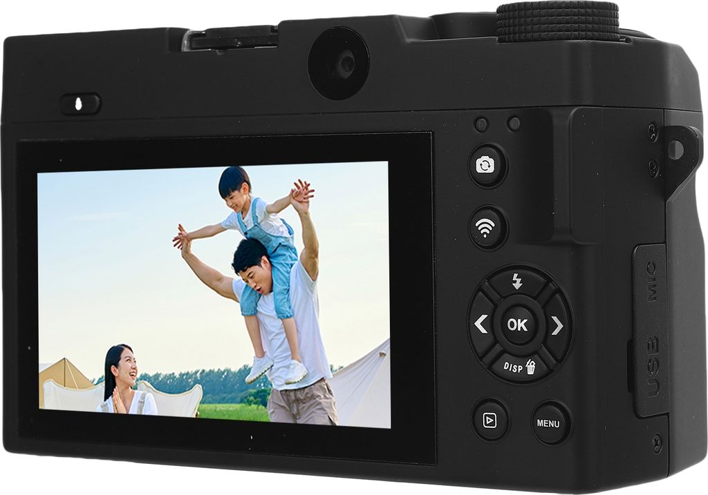 4K Digitalkamera 75MP UHD 3 Zoll LCD Bildschirm 18X Digitaler Zoom WiFi Digitale Videokamera mit Blitz für Fotografie Schwarz