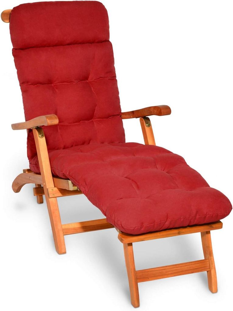 Beautissu Comodo materassino Deckchair, 200x50x8 cm, rosso Immagine del prodotto 