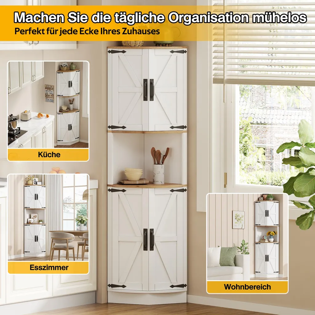 Armoire d'angle à 5 compartiments avec protection anti-basculement Merax