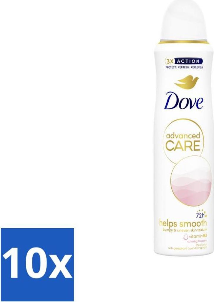 Dove Deodorant Spray – Advanced Care – Für geschmeidige Haut – 150 ml - Vorteilspack - 10 Stücke