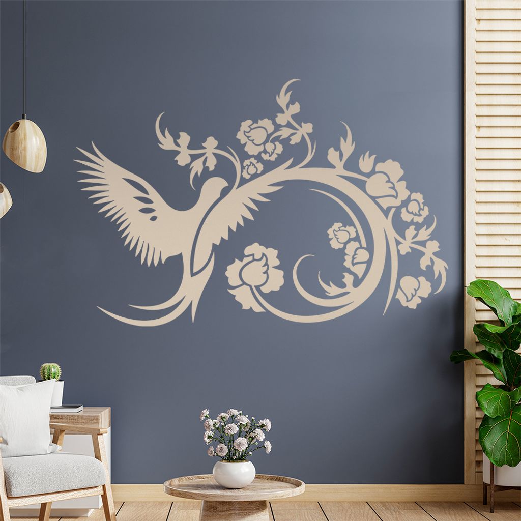 Tribal Colibri Ranke Wandtattoo in 6 Größen - Wandaufkleber Wall Sticker - Dekoration, Küche, Wohnzimmer, Schlafzimmer, Badezimmer