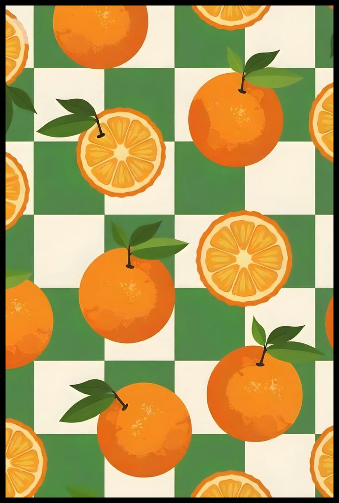 Plakat 61x91,5cm Moderne Früchte und Orangen 3 und Pop Art Vintage für das Wohnzimmer