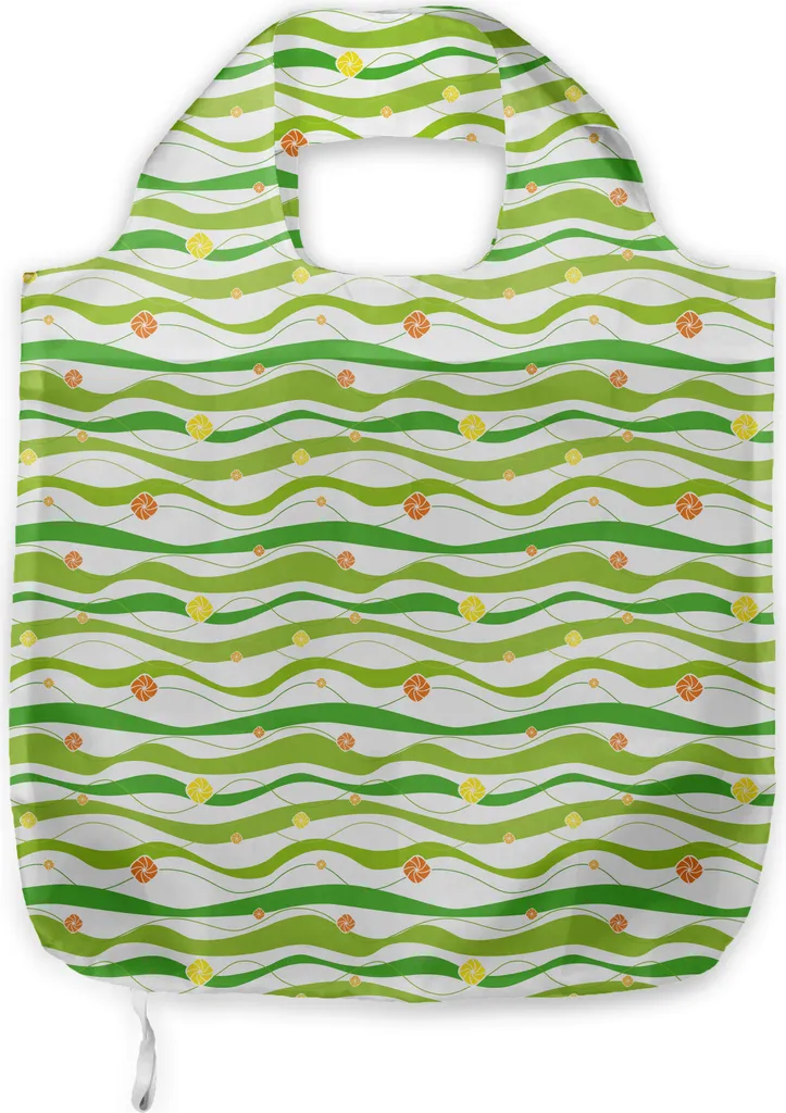 Borsa Tessuto ABAKUHAUS Onde Verde Lime | Pratica Shopper Pieghevole