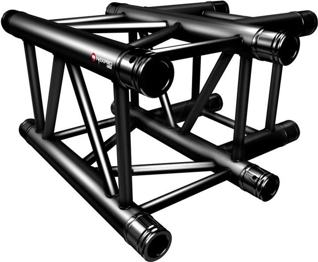 Naxpro-Truss FD 34 C35 90° 3 Weg Winkel RAL9005 - Schwarz - Seidenmatt