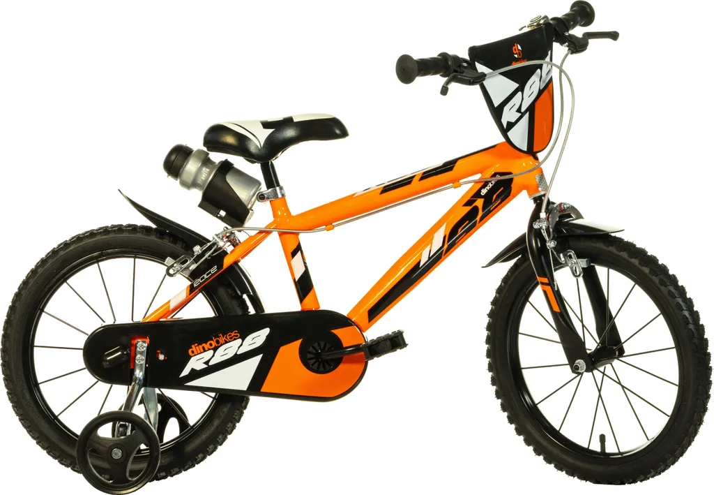 Vélo de ville pour enfant 14 pouces Dino Bikes orange avec stabilisateurs