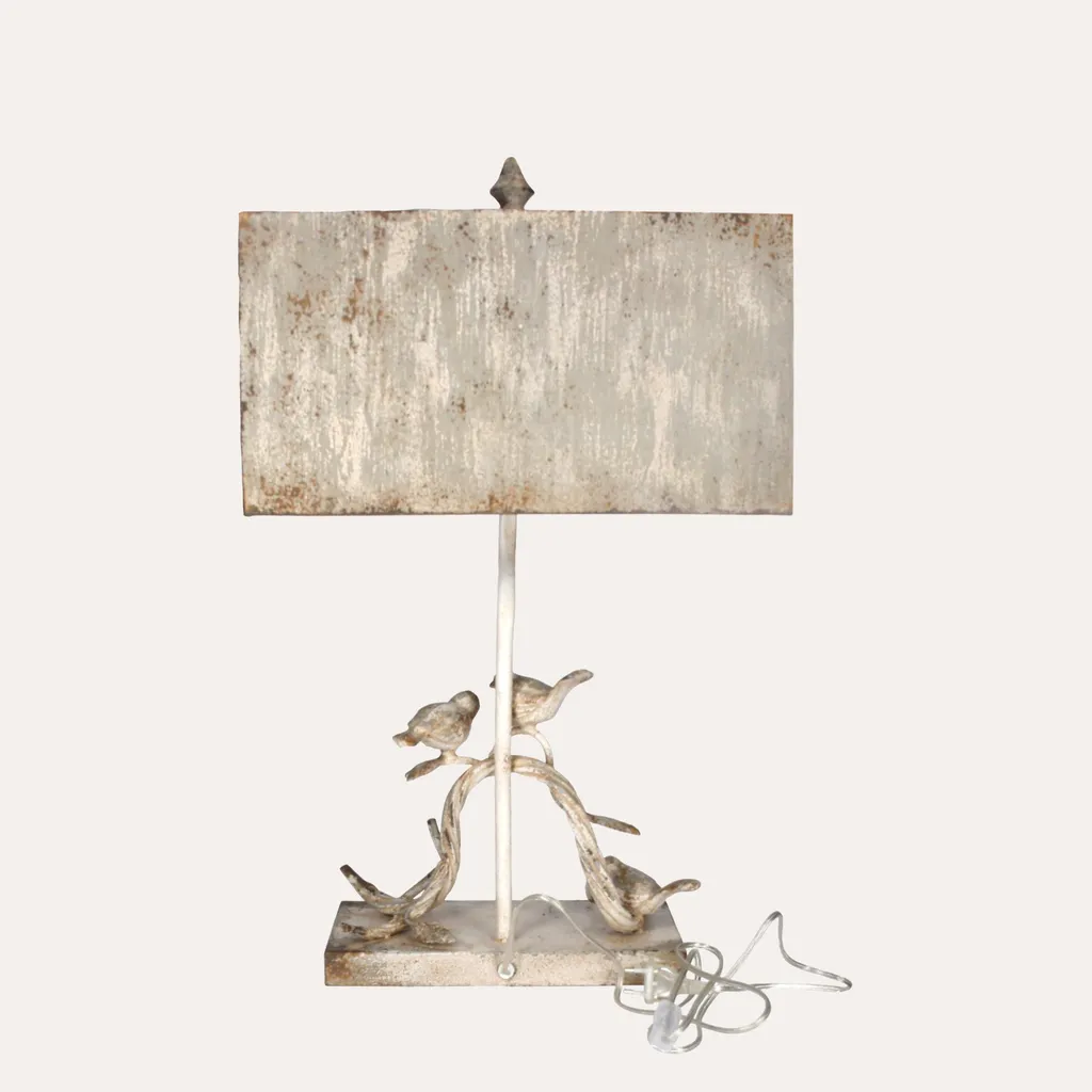 Grande lampe de table 70 cm fer et oiseaux : l'éclairage anti-éblouissement