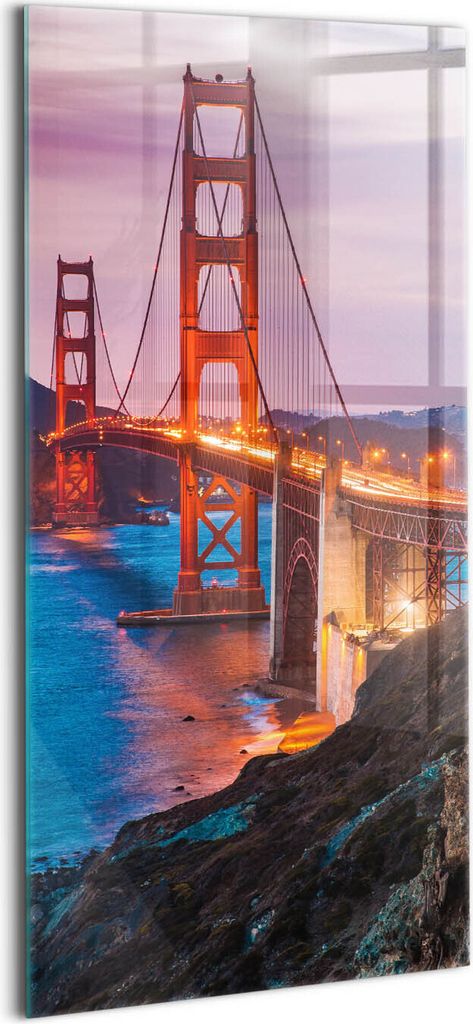 Designer Glasbild - Wandbild - Glas Bild - 60x120 cm - Golden Gate Bridge San Francisco
