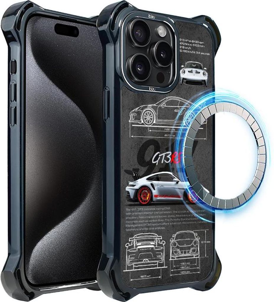 Hülle für iPhone 15 Pro Max IBIZU DropGuard Ultra mit MagSafe, TechDrive, 911 GT3 RS