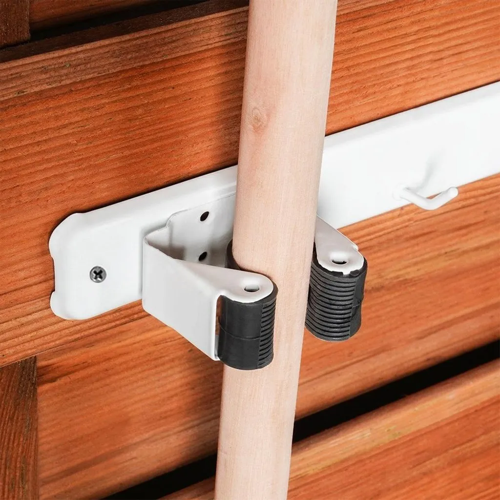 Organizer Giardino Metallo: Gancio Triplo per Attrezzi e Scope - 8