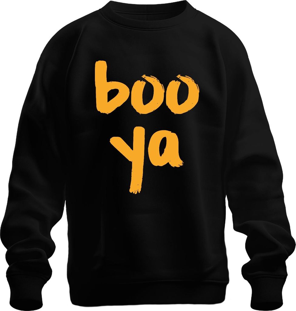 boo ya Halloween Spruch Lustig Grusel Geschenk Party Retro Orange Uni Sweatshirt Pullover, Schwarz, M