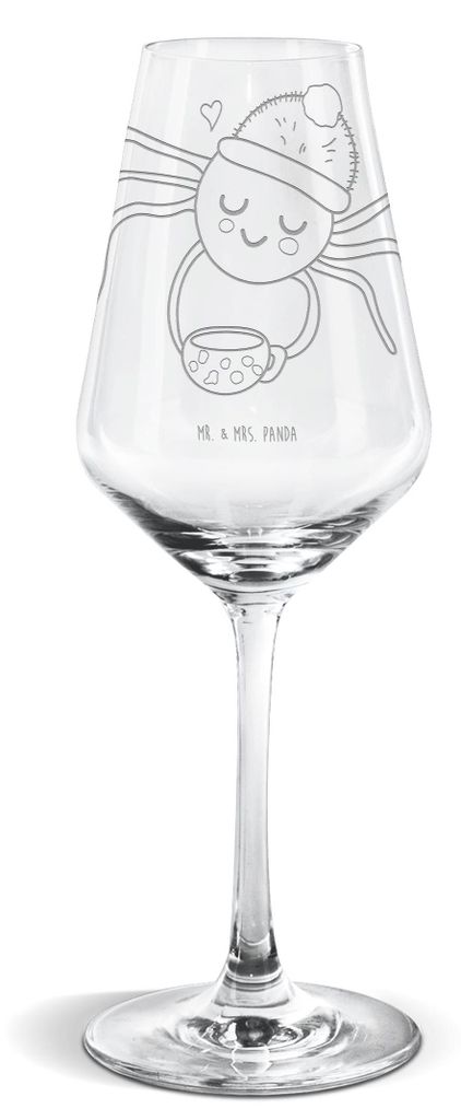 Mr. & Mrs. Panda Weinglas Spinne Agathe Kaffee - Transparent - Geschenk, Lebensweisheiten, Weißwein Glas, Morgen, Für, Weißweinkelch, Weiser Spr...
