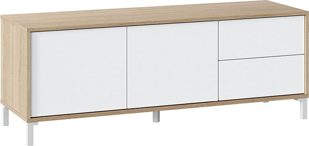TV-Board >BROOKLYN< in Canadian Eiche/Artik White - 130x47x41 (BxHxT)