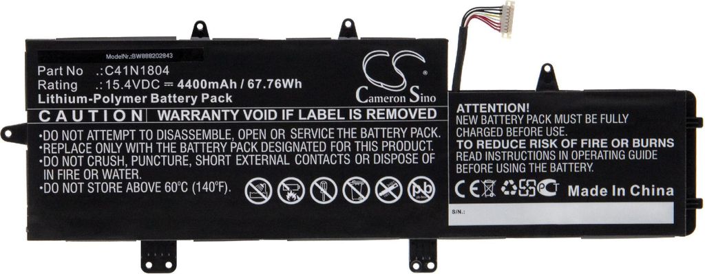 vhbw Akku kompatibel mit Asus ZenBook Pro 14 UX450FD-BE042R, UX450FD-BE049T, UX450FD-BE065R, UX450FD-BE069R Notebook (4400 mAh, 15,4 V, Li-Polymer)