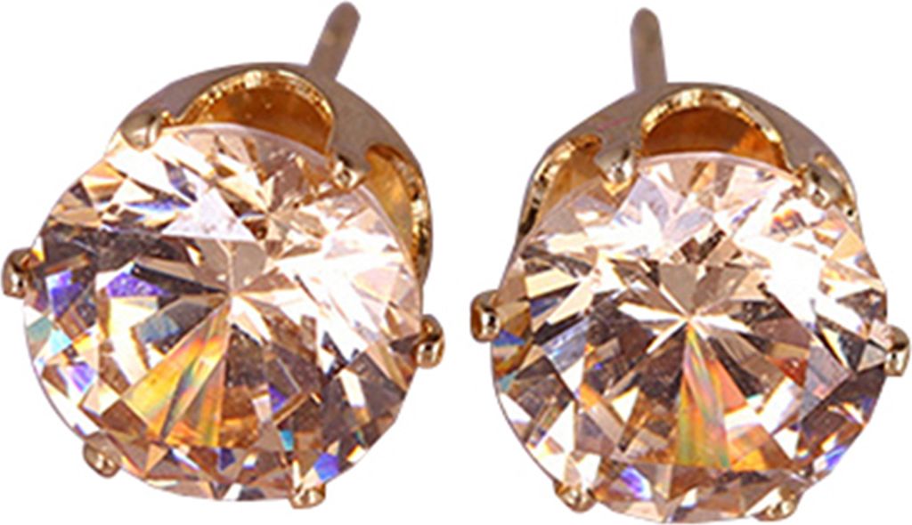 Ohrstecker, elegant, passend zu Zirkonia, rund, exquisite Ohrringe für Dating-Gelb + Gold