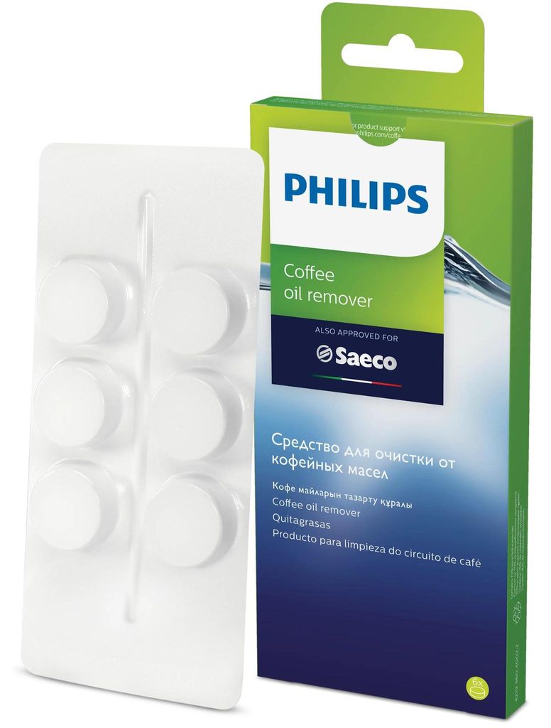 Saeco Kaffeelöser Tabletten, Pflege für Kaffee Pad Maschine, 6 Stück (CA6704/10)