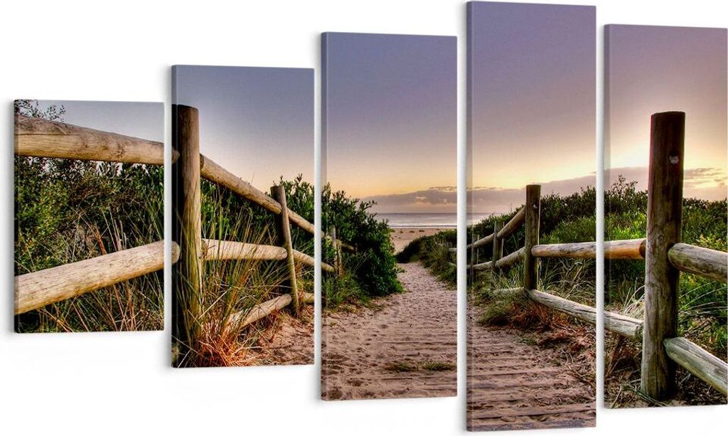 Bild auf Leinwand - Leinwandbild - Pfad Landschaft Himmel - 100x60cm - Wand Bild - Wanddeko - Leinwanddruck - Bilder - Kunstdruck - Wanddekoration ...
