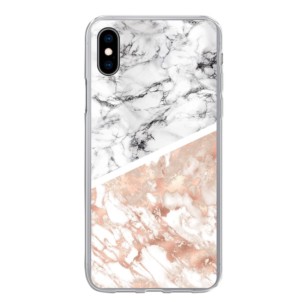 MuchoWow Handyhülle Schutzhülle Hülle für iPhone Xs Marmor - Rosa - Abstrakt - Luxus Silikon Softcase Handy Hülle - Handytasche