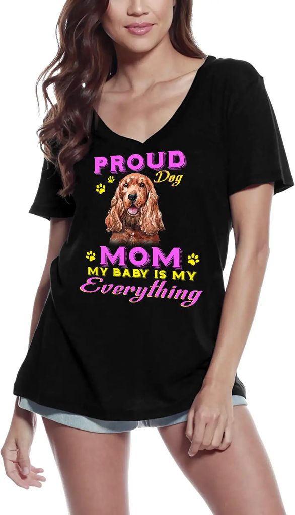 Damen Grafik T-Shirt V-Ausschnitt Stolzer Tag - Sus Spaniel Hundemama - mein Baby ist mein Ein und Alles – Proud Day - Sus Spaniel Dog Mom - My