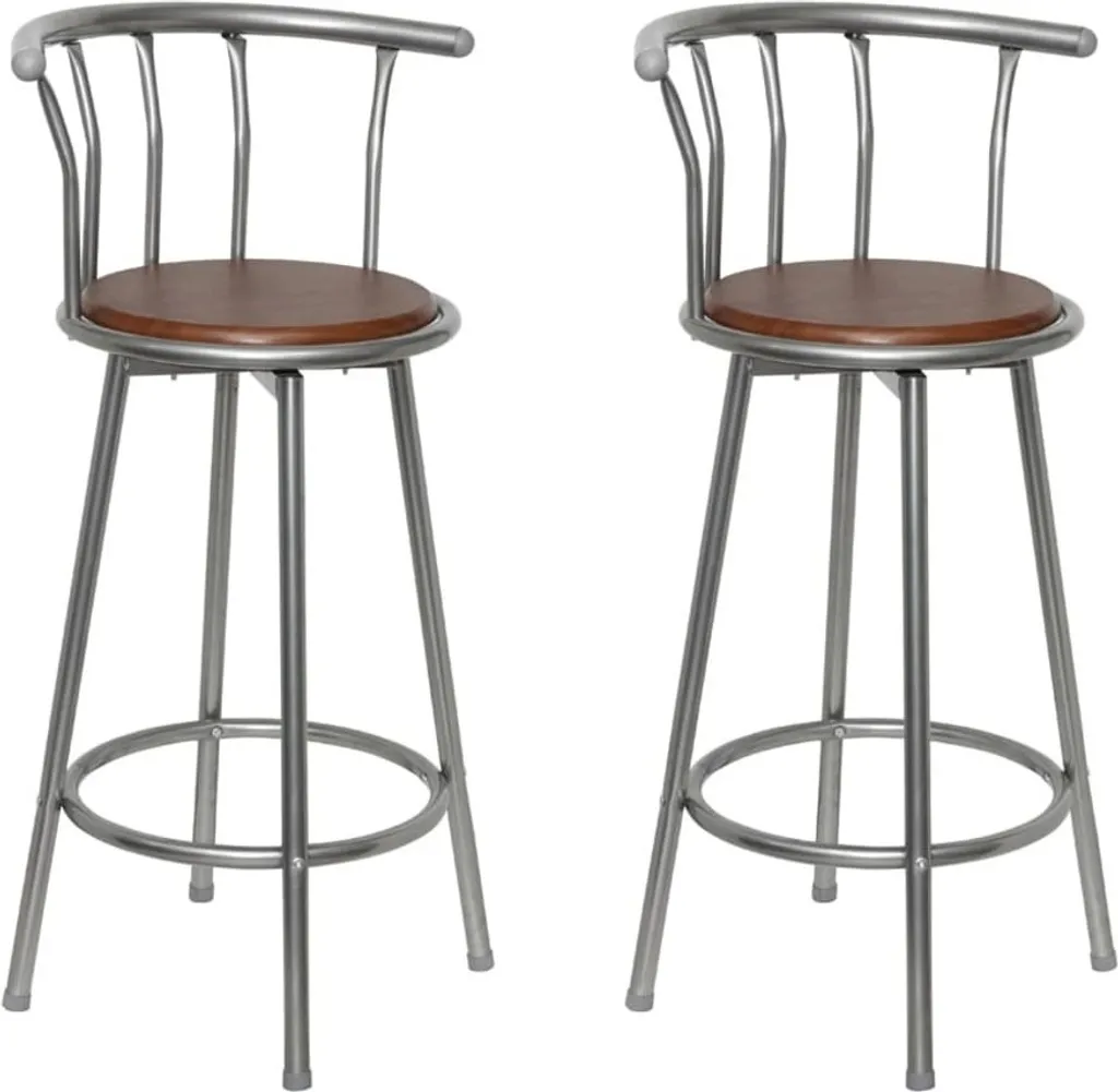 Occasione Set 2 Sgabelli Bar The Living Store Acciaio Marrone