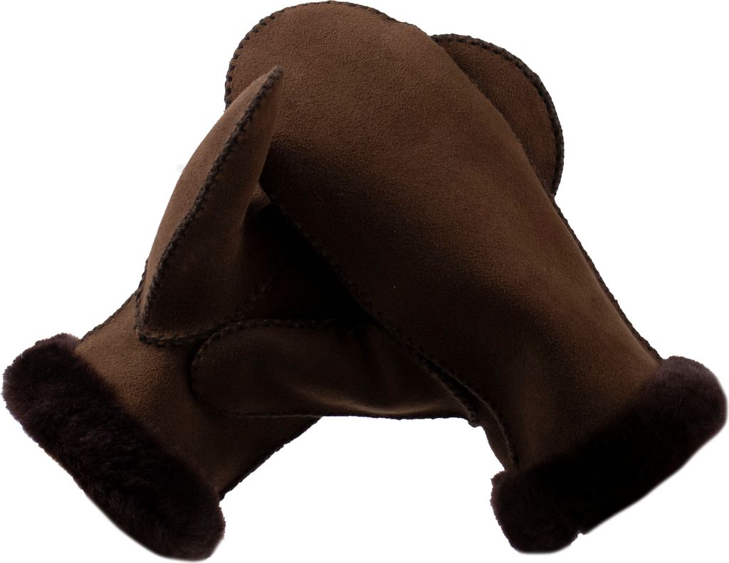 Fäustlinge Faust Handschuhe LUXIOR aus Merino Lammfell und Veloursleder braun M