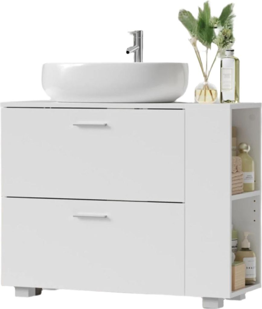 Badezimmer-Waschtischschrank mit offenem Fach - MDF-Material - kompakter Entwurf - 30 cm x 80 cm x 64 cm
