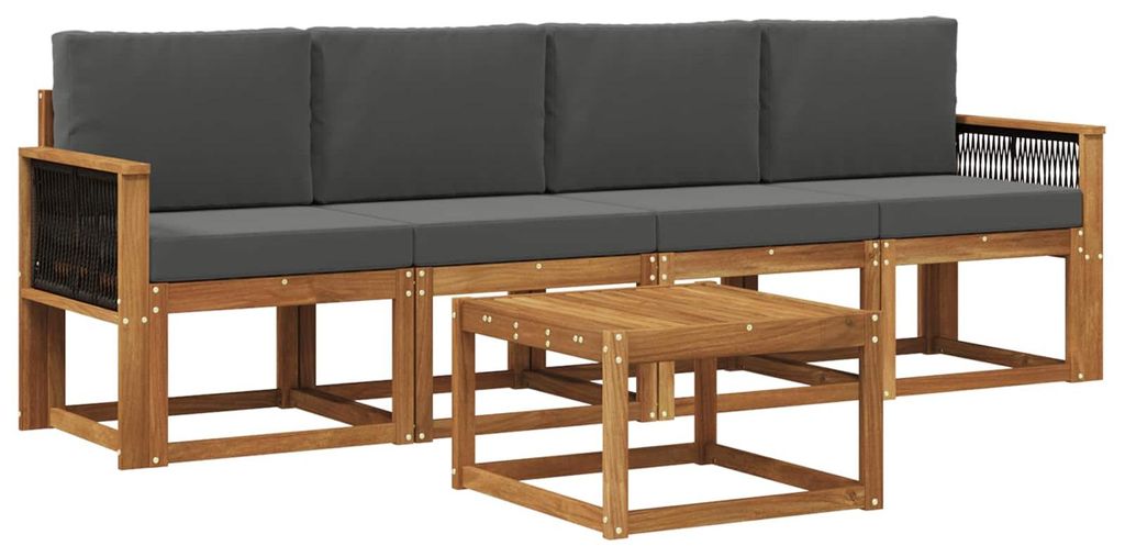 vidaXL Outdoor-Sofagarnitur mit Kissen 4 pcs Natur und Anthrazit