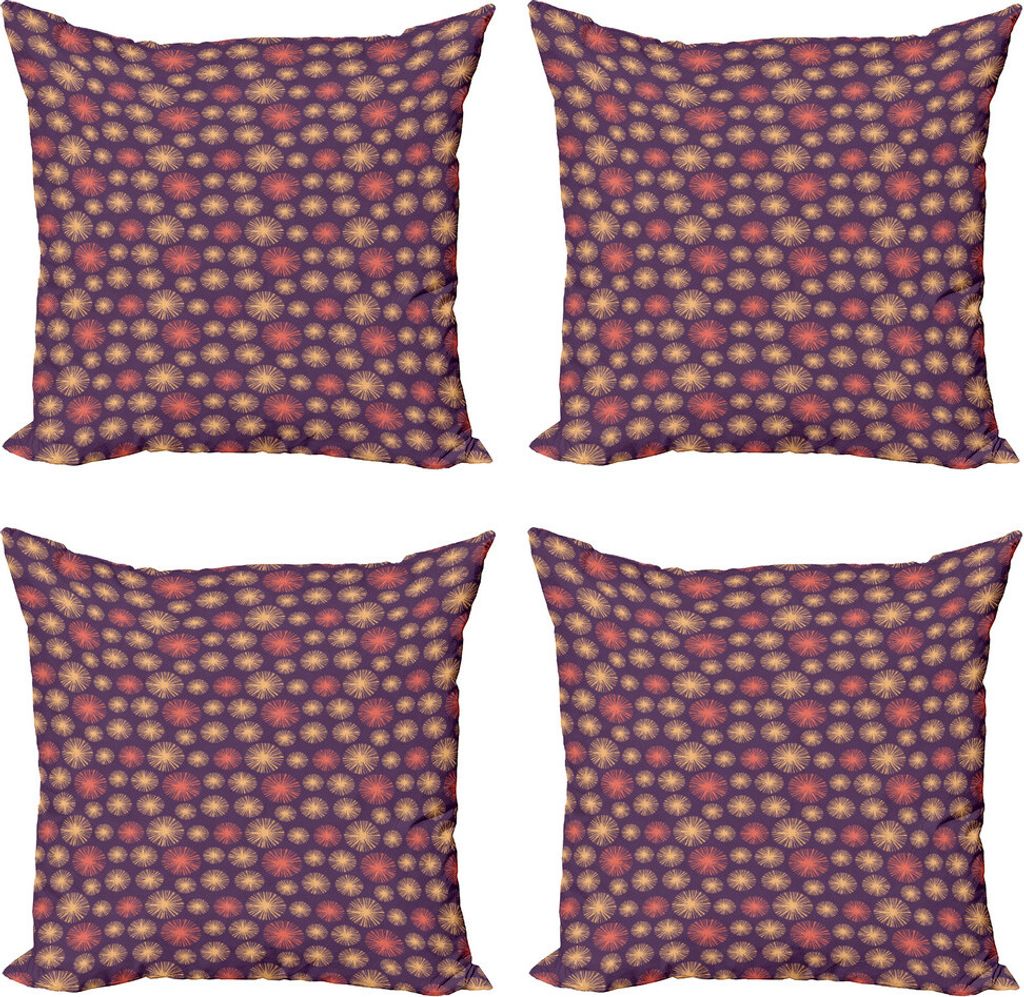 ABAKUHAUS Abstrakt Kissenbezug Set (4 Stück), Pastellfarbig Motive, Moderner Doppelseitiger Digitaldruck, 60 cm x 60 cm, Coral Beige und Lila