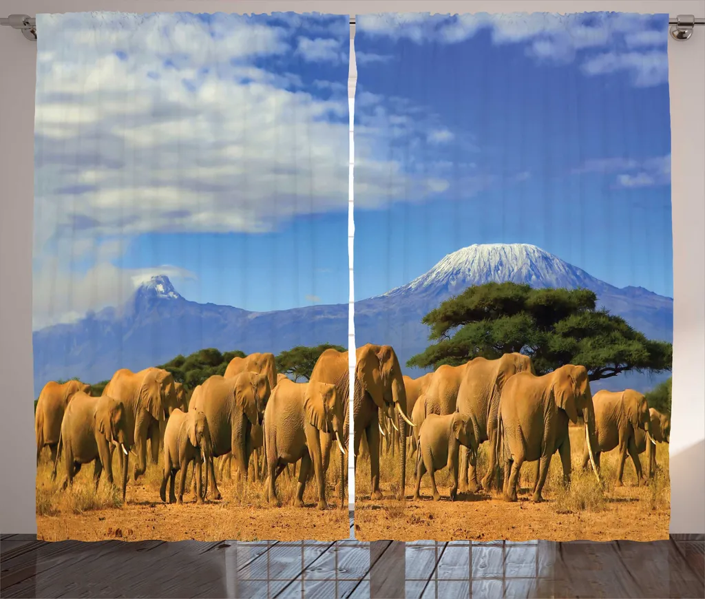 Rideau rustique ABAKUHAUS Schneeberg Éléphant d'Afrique 280 x 225 cm
