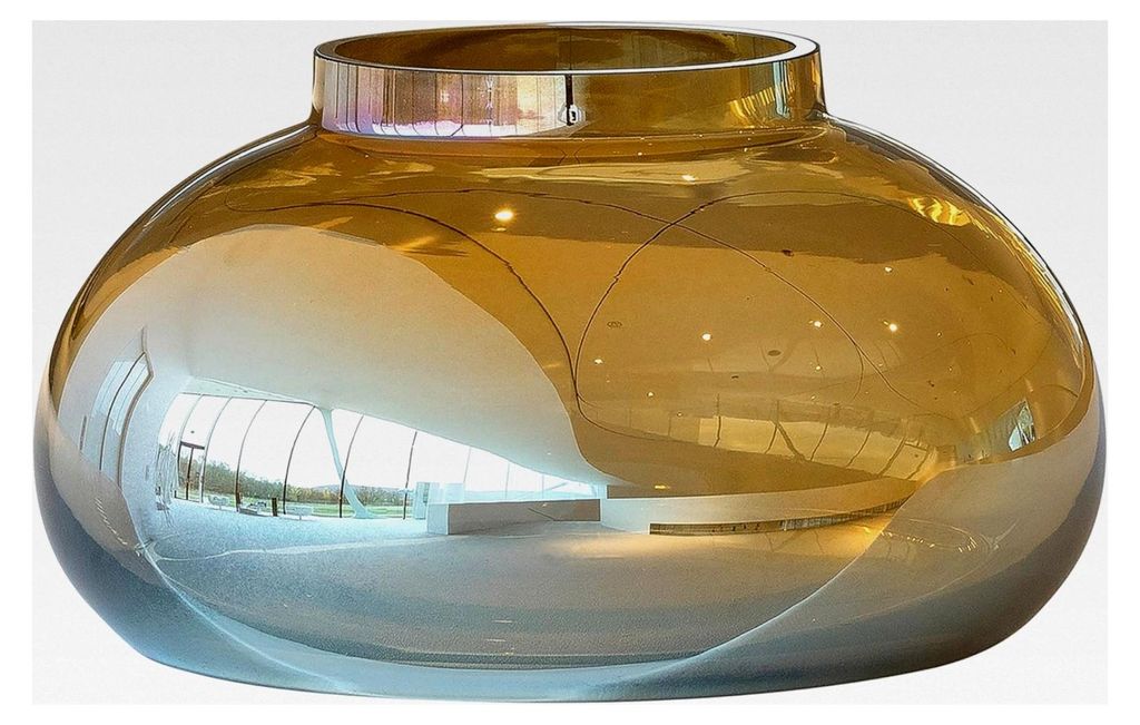 Vase, 1 Stück, handgefertigte Deko-Vase, bauchige Blumen-Vase, elegante Glasvase in Gold, 14 cm hoch
