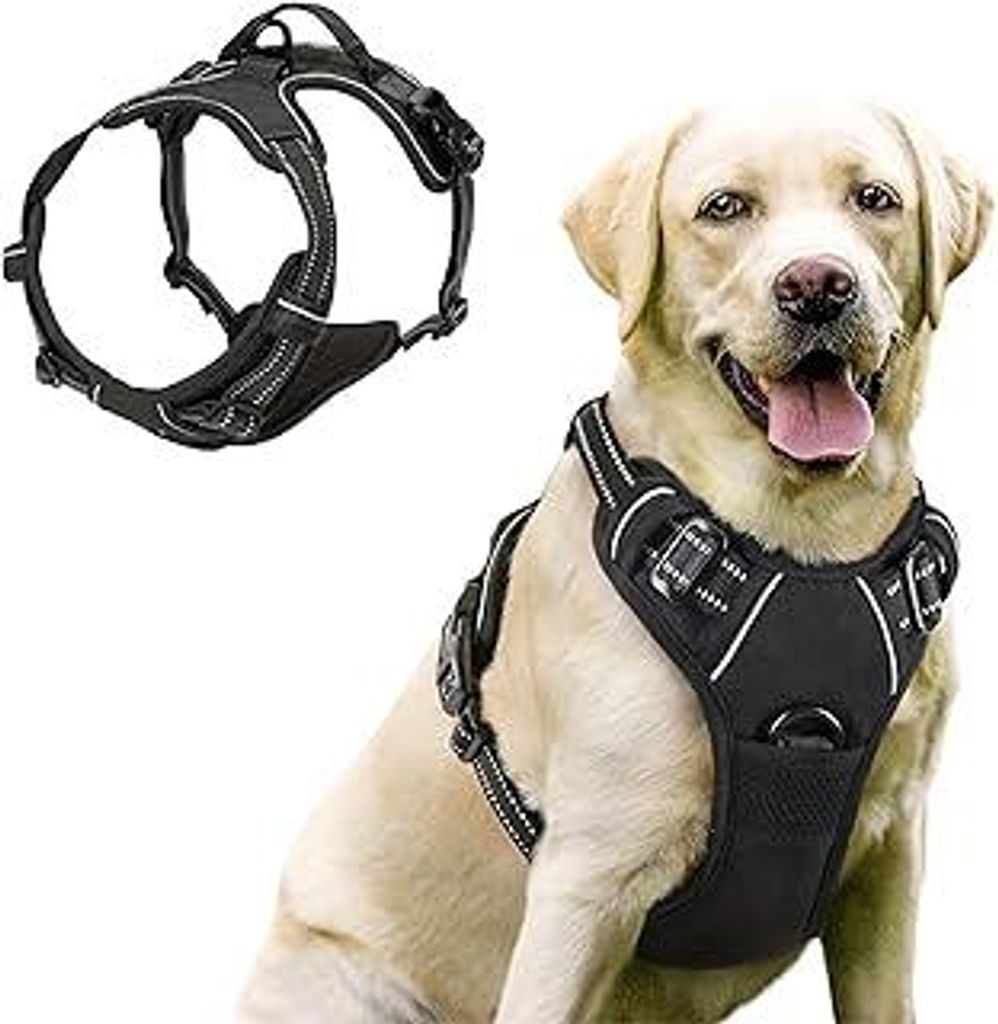 Hundegeschirr für Kleine, mittelgroße und große Hunde Anti Zug Geschirr No Pull Sicherheitsgeschirr Brustgeschirr Dog Harness Weich Gepolstert v...
