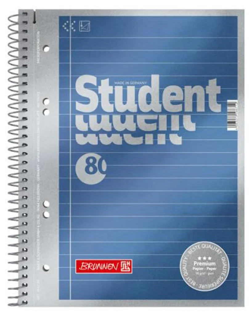 Bloc-notes spirale A5 ligné BRUNNEN Student Premium pour prise de notes - 4