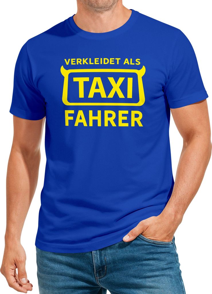 Herren T-Shirt Fasching Karneval Verkleidung Taxifahrer Faschingskostüme Kostüm-Ersatz Männer Funshirt Moonworks