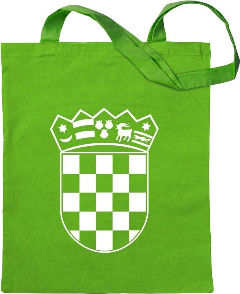 Kiwistar - Baumwolltasche - hellgrün - Flagge Kroatien Wappen - Tragetasche Stoffbeutel Umhängetasche langer Henkel
