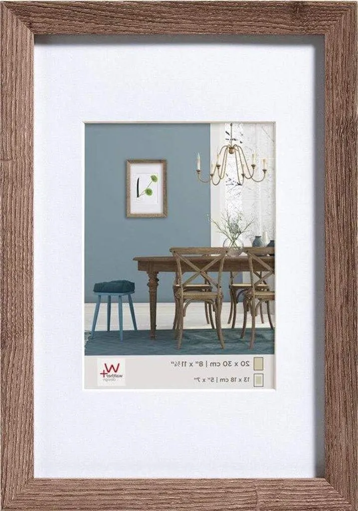 Grand cadre photo 50x60 en bois massif Braun avec Marie-Louise