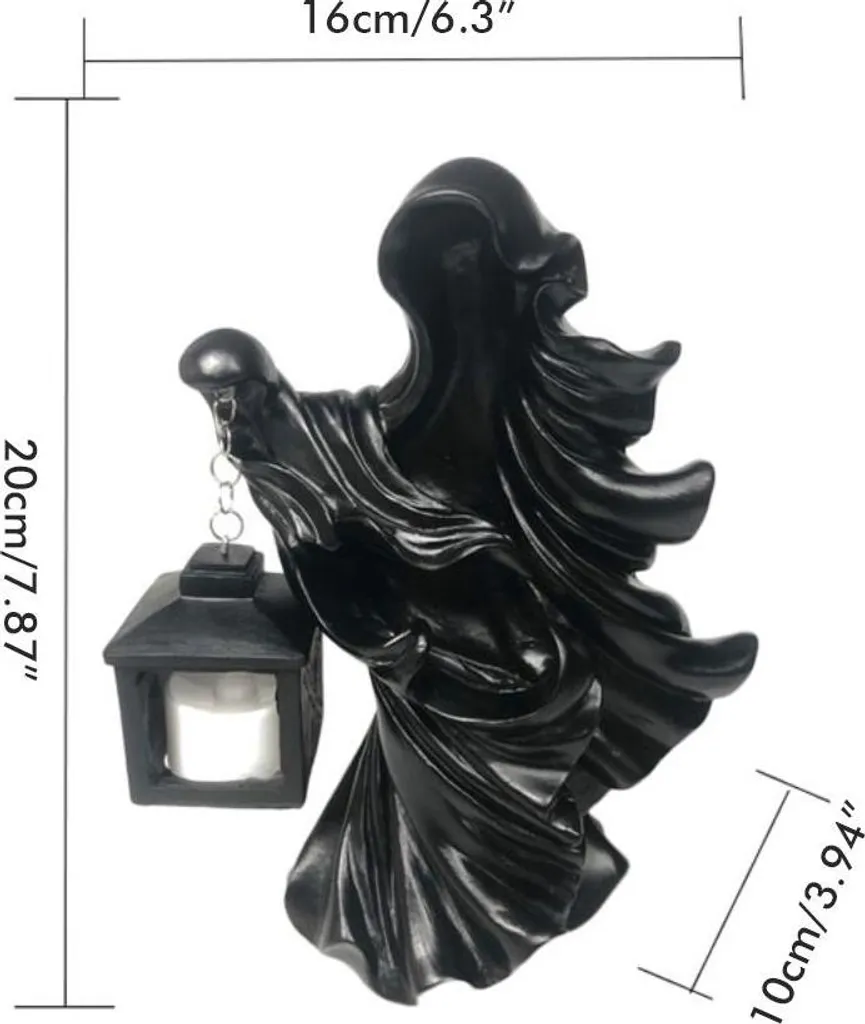 Fantasma Resina Halloween con Lanterna: Offerta Decorazione Giardino - 5