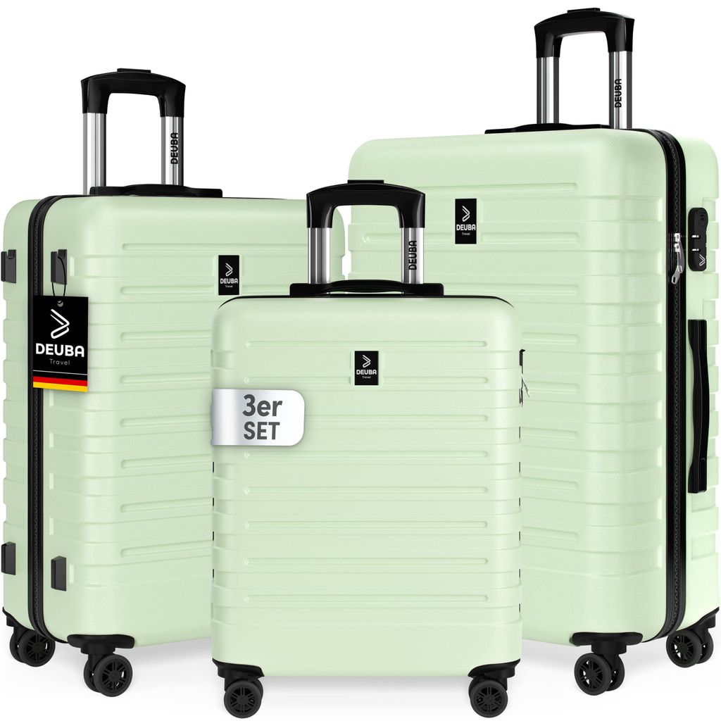 DEUBA TRAVEL Koffer Set 3tlg 55x40x20 Sicherer Stauraum Kreuzgurt PVC Fach Reisekoffer Groß Trolley Suitcase mit 360° Rollen Hartschalenkoffer ...