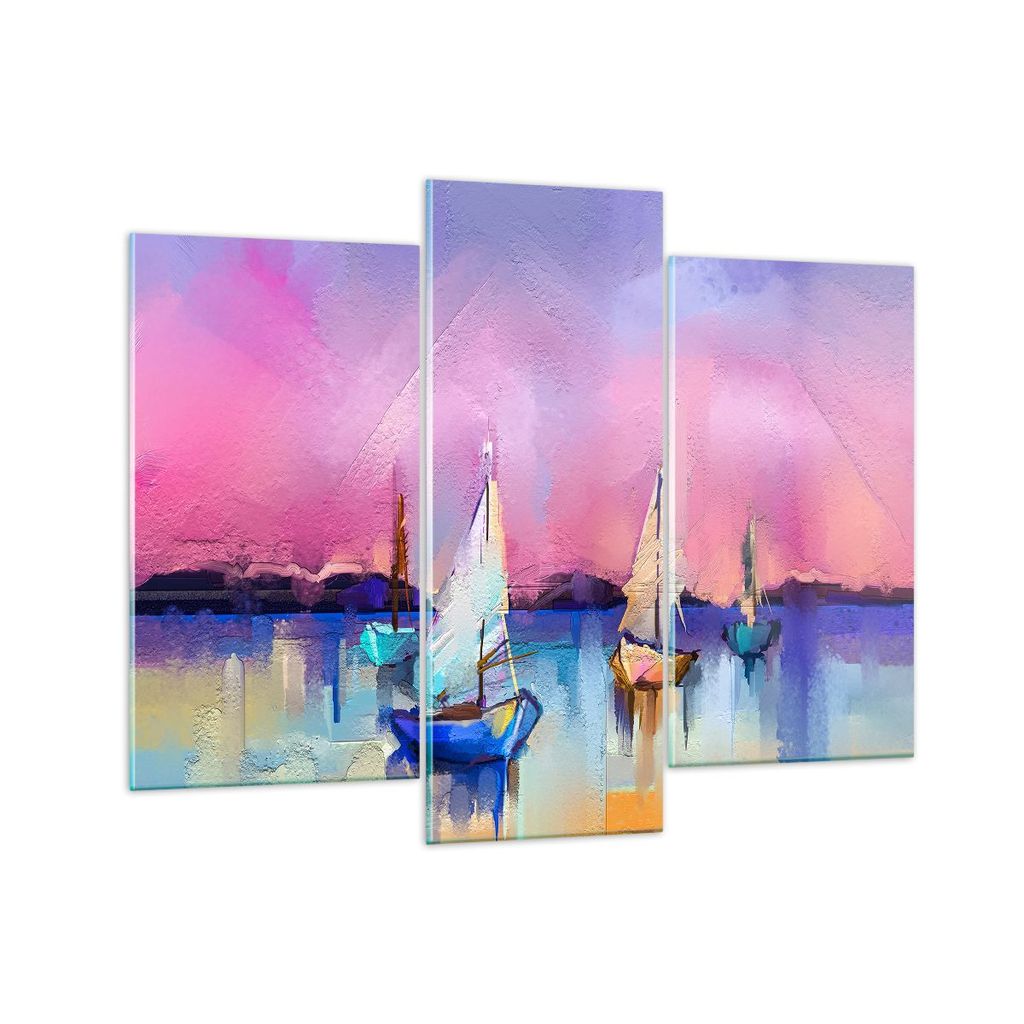 Bilder auf glas - Segelboot See - 130x100cm - Glasbilder - Wandbilder - Kunstdruck - zum Aufhängen bereit - Wanddekoration aus Glas - Glas Bilder ...