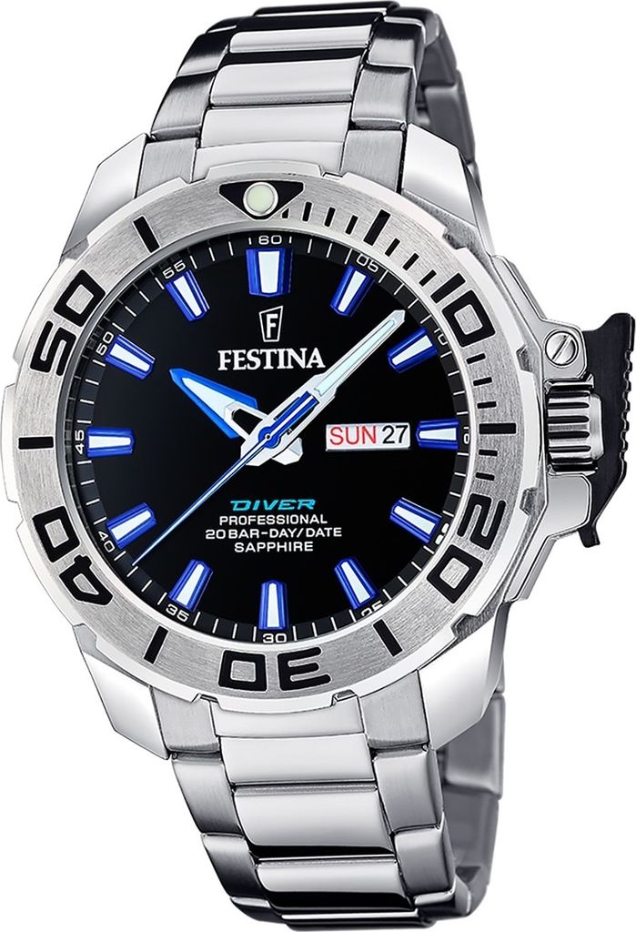 Festina Edelstahl Herren Uhr Armbanduhr silber Casual D2UF20665/3