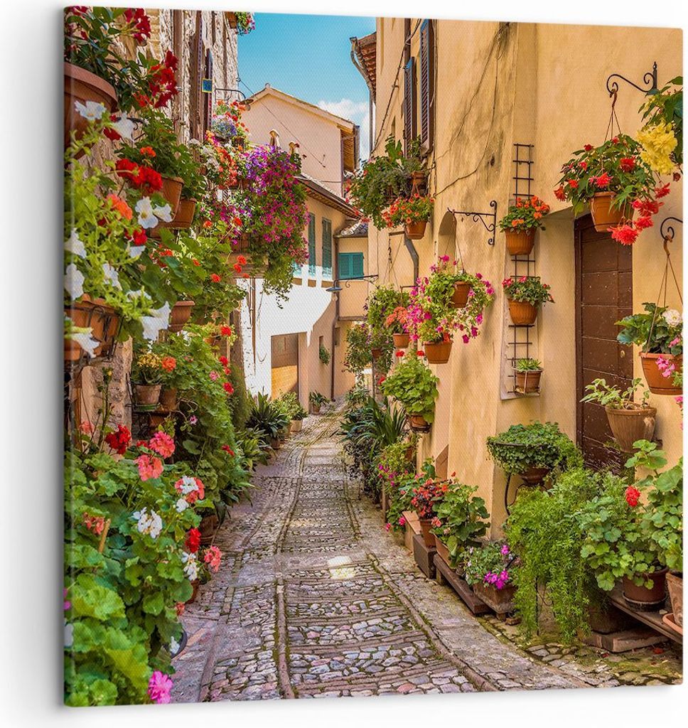 Bild auf Leinwand - Leinwandbild - Path Blumen Haus Hof - Produktbild 