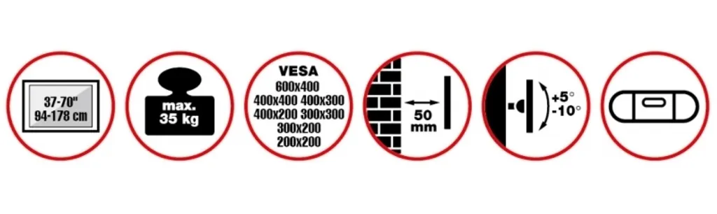 Support mural TV Reflecta PLANO Slim 70-6040T pour écrans LED et LCD