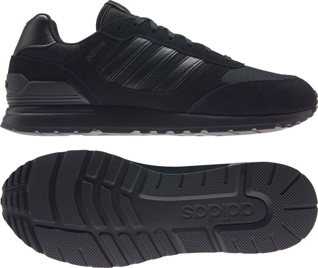adidas Herren RUN 80s Sneaker Turnschuhe Freizeitschuhe Sportschuhe Schwarz, Größe:UK 7 - EUR 40 2/3 - 25.5 cm