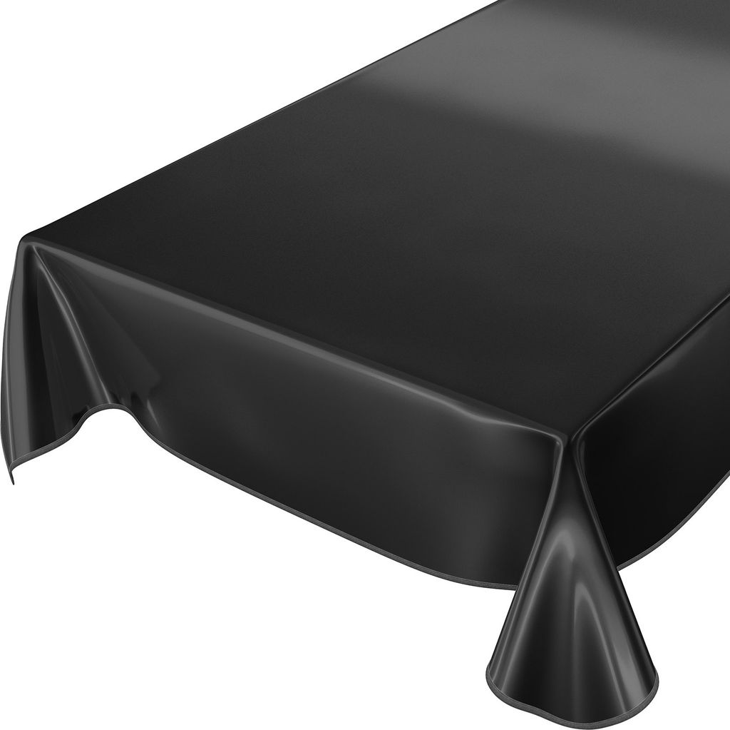 Tischdecke Wachstuch PVC abwaschbar Einfarbig Schwarz 160x140cm Band