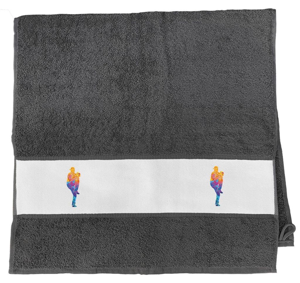 Huuraa Handtuch Baseball Pitcher bunte Silhouette 50x100cm Graphite Baumwolle Handtuch Geschenkidee