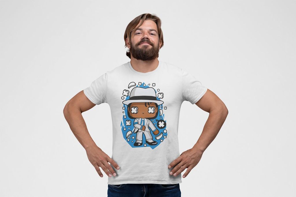 D&B Férfi Uni Polo PC00019 Michael Jackson Weiß-Größe 2XL
