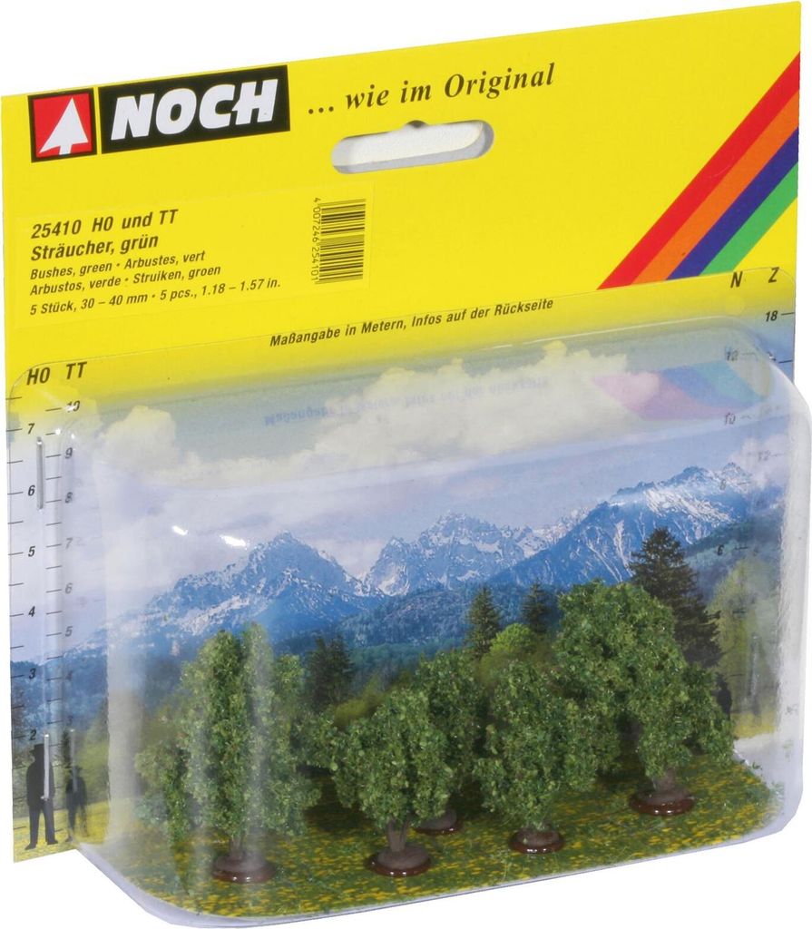 NOCH grüne Sträucher 5 Stück 3-4 cm hoch für H0 und TT, Produktbild 