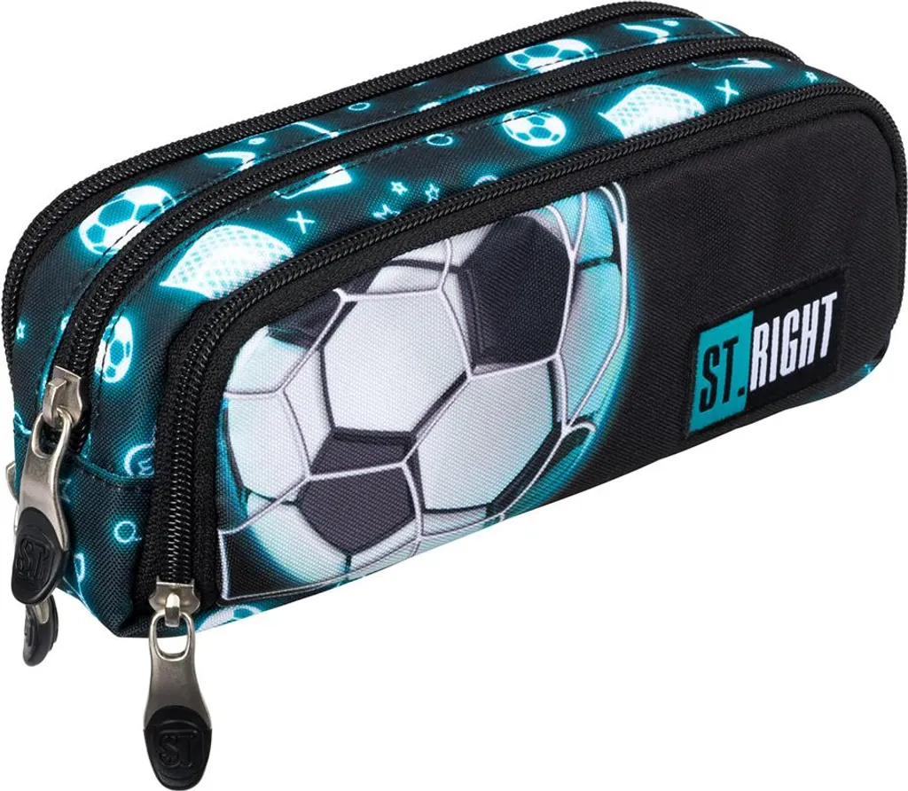 Astuccio St.Right Neon Football Majewski 3 Scomparti - Offerta Scuola